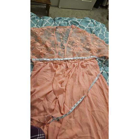 XL Short Sleeve Pink Floral Open Front Kimono - Picture 5 of 8